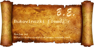 Bukovinszki Elemér névjegykártya